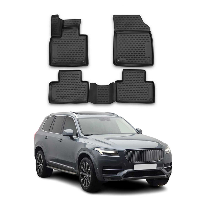 OMAC Gummimatten Fußmatten für Volvo XC90 2014-2024 TPE Automatten Schwarz 4x