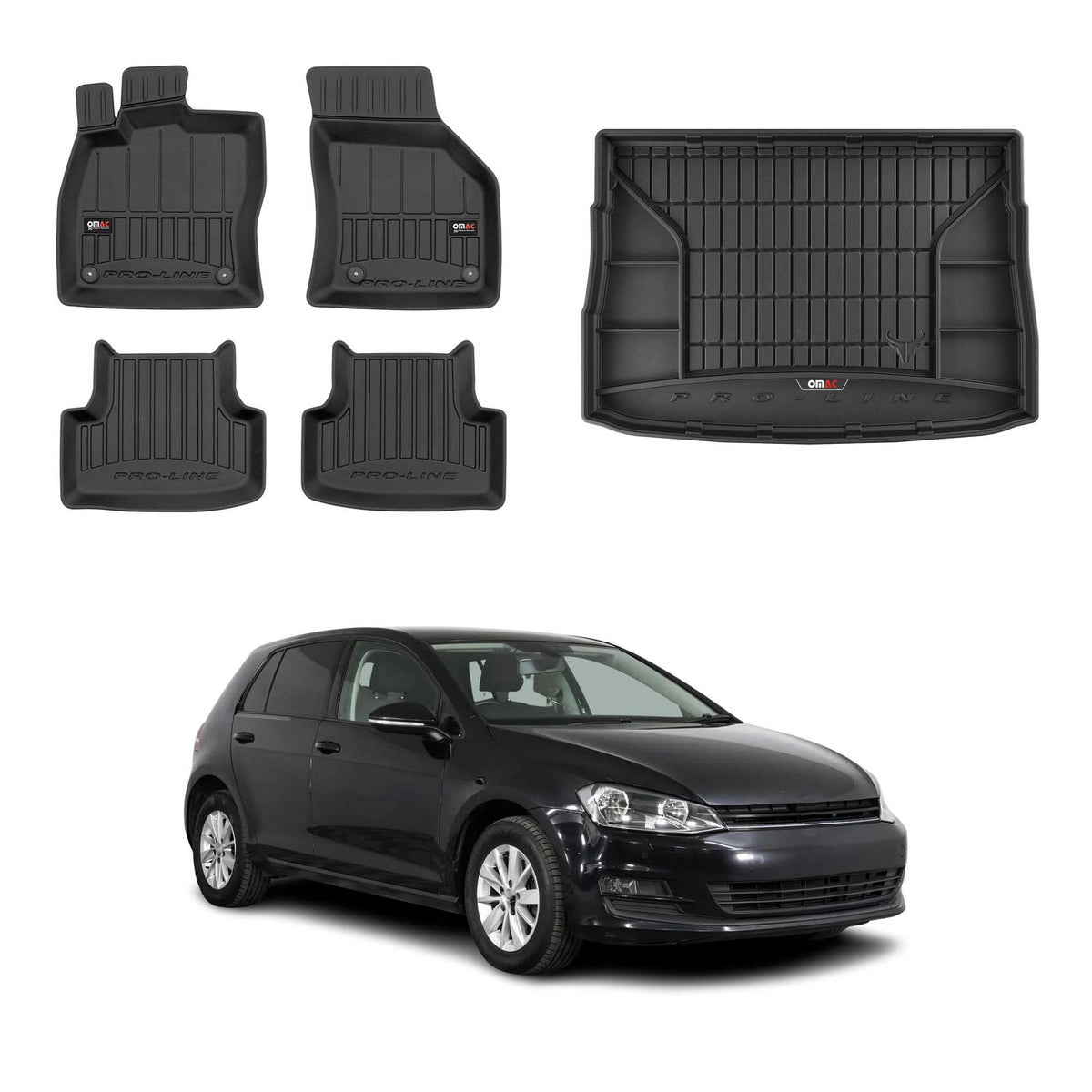 Fußmatten & Kofferraumwanne Set für Volkswagen Golf mk7 Schrägheck 2012-19 obere