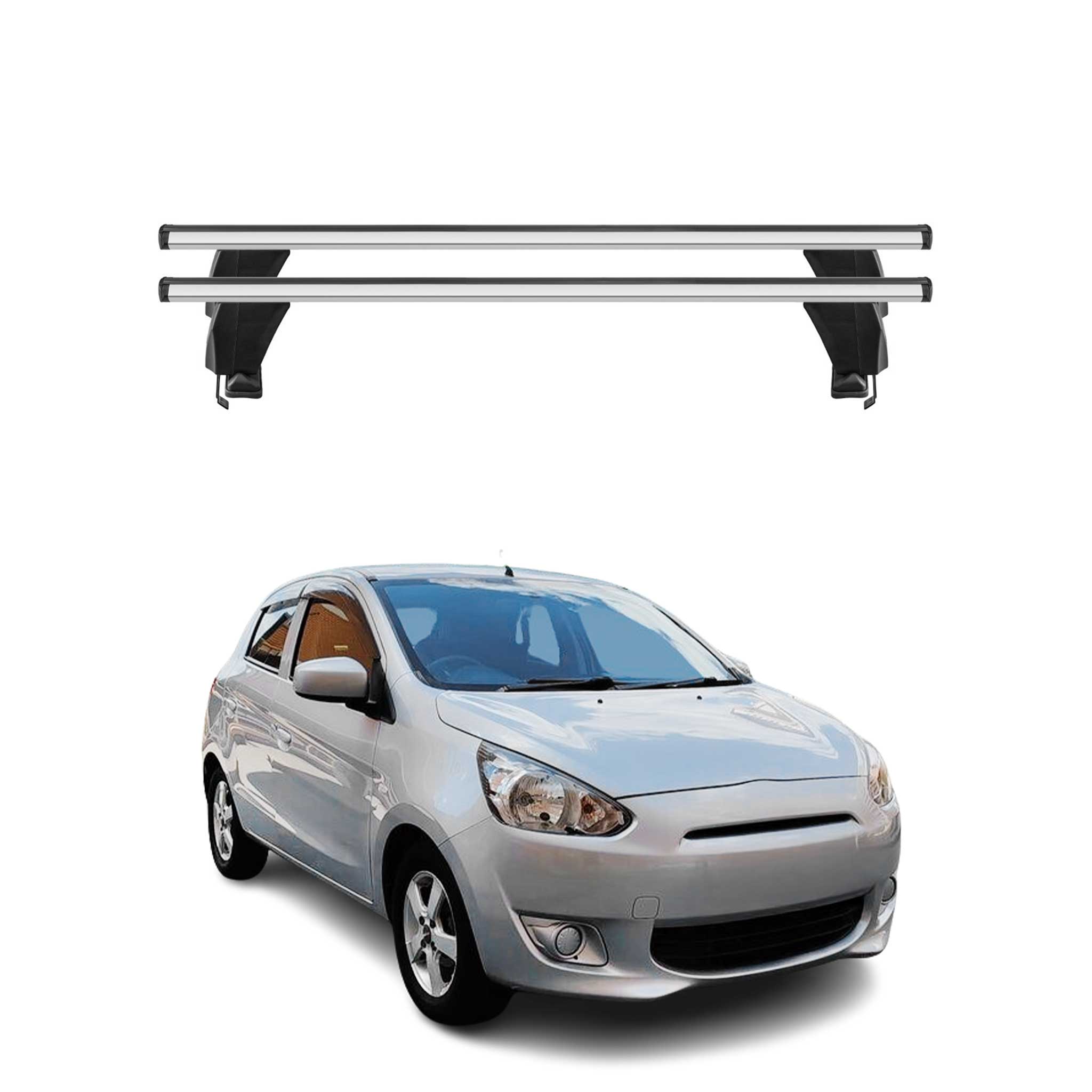 Menabo Dachträger für Mitsubishi Mirage Schrägheck 2012-2016 50kg Alu Silber 2x