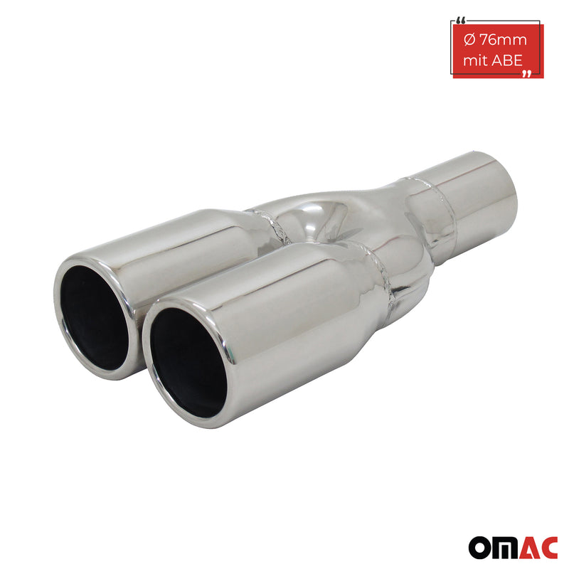 Auspuff Endrohr Edelstahl Y 2x76 zum ANSCHWEISSEN AUSPUFF ENDSCHALLDÄMPFER ABE