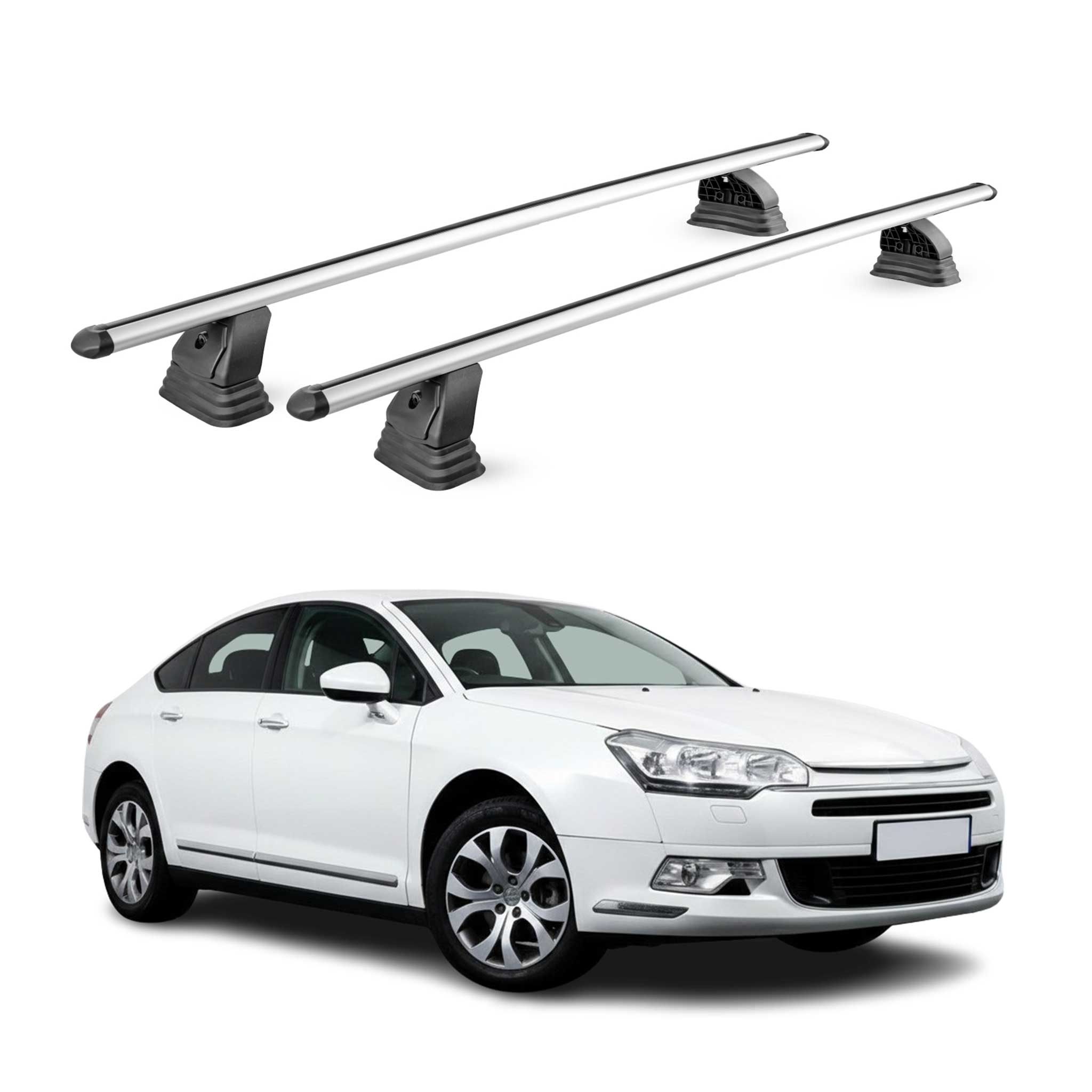 Alu Dachträger für Citroen C5 II 2008-2017 TÜV T-Nut Abschließbar 2tlg Silber