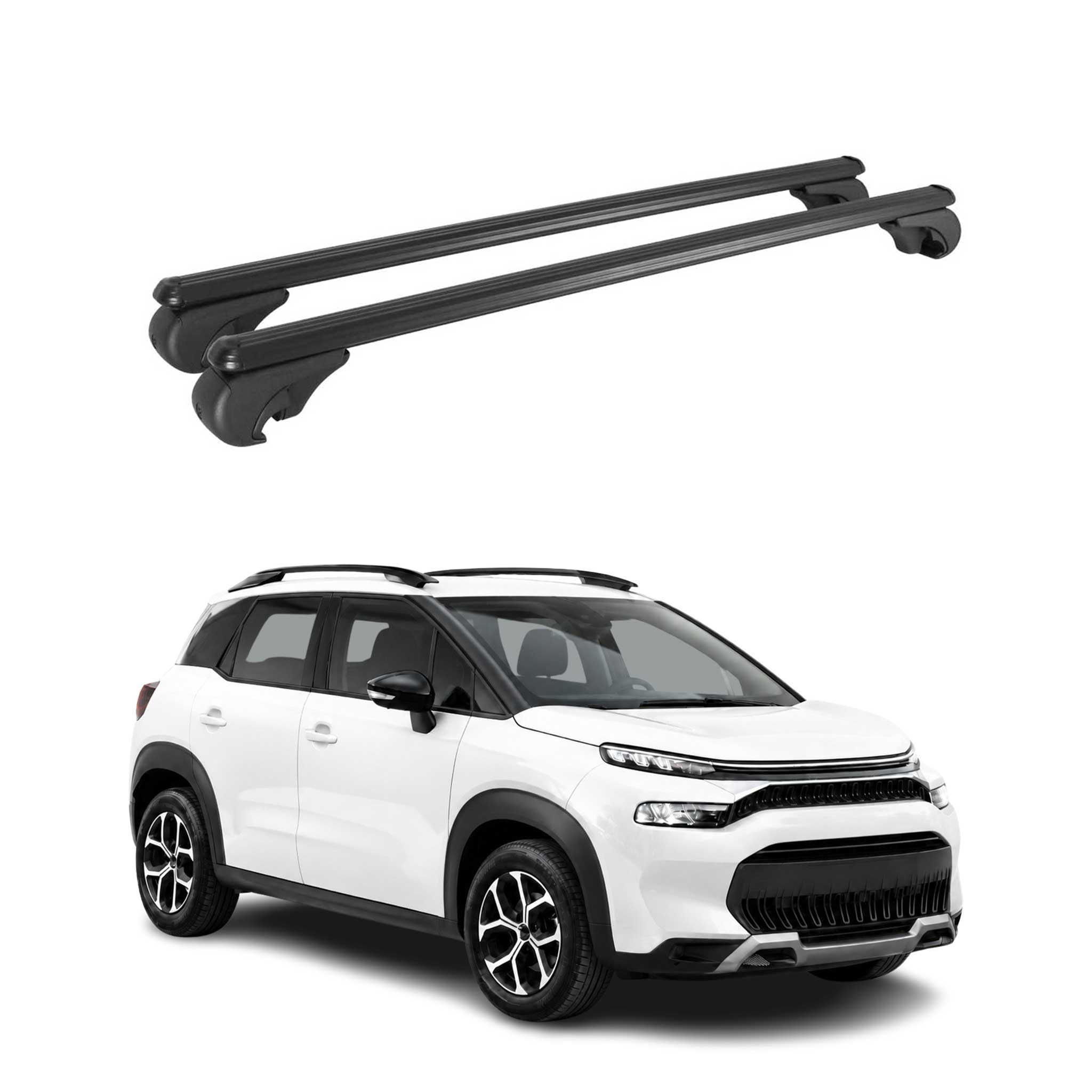 Dachträger Grundträger für Citroen C3 Aircross I 2017-2024 Alu Schwarz 2tlg