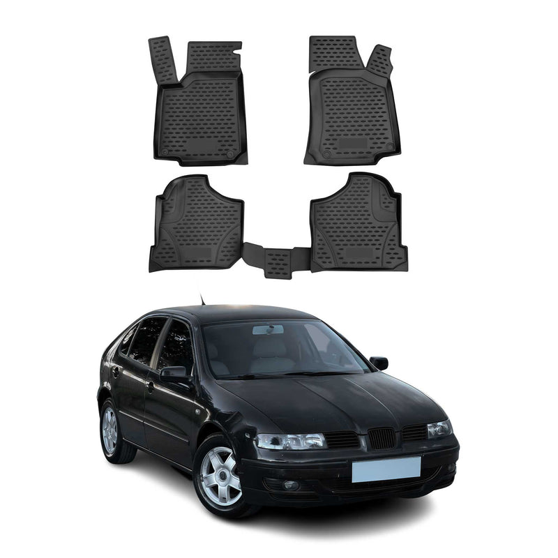 OMAC Gummimatten Fußmatten für Seat Leon 1999-2005 TPE Automatten Schwarz 4x