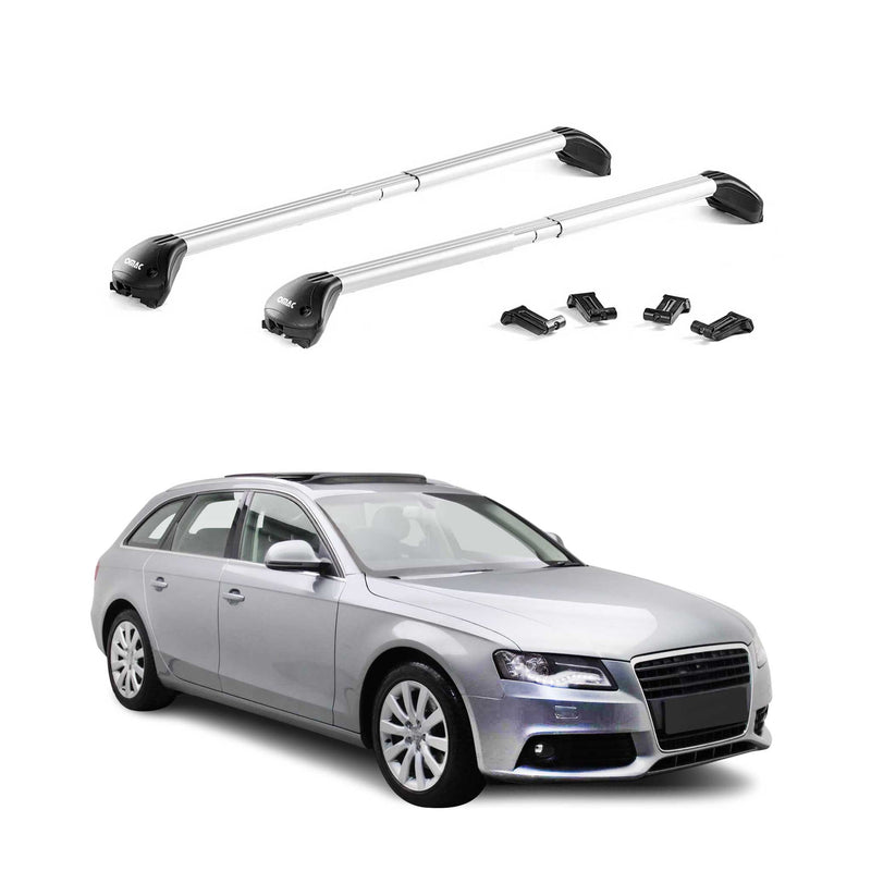 Dachträger Grundtäger für Audi A4 B8 Avant 2008-2015 100kg Alu Silber 2 tlg ABE