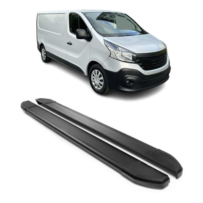 Alu Seitenschweller Trittbretter für Renault Trafic 2014-24 L2 Langer Schwarz 2x