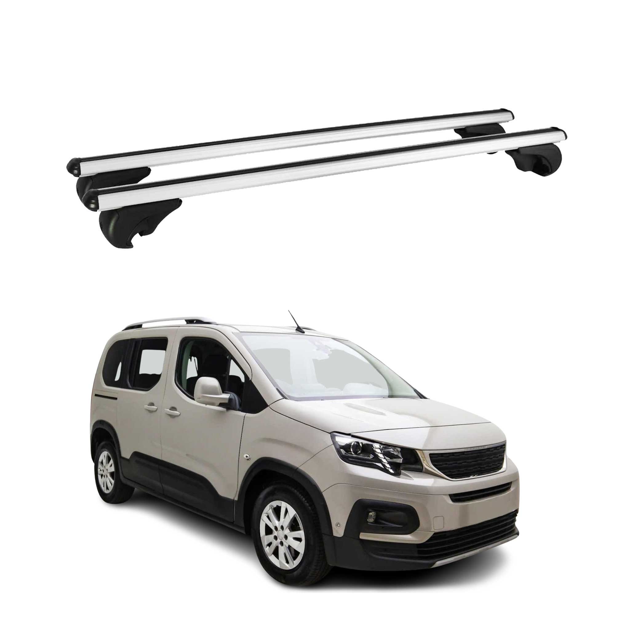 Dachträger Grundtäger für Peugeot Rifter 2018-2025 75kg Alu Silber 2 tlg