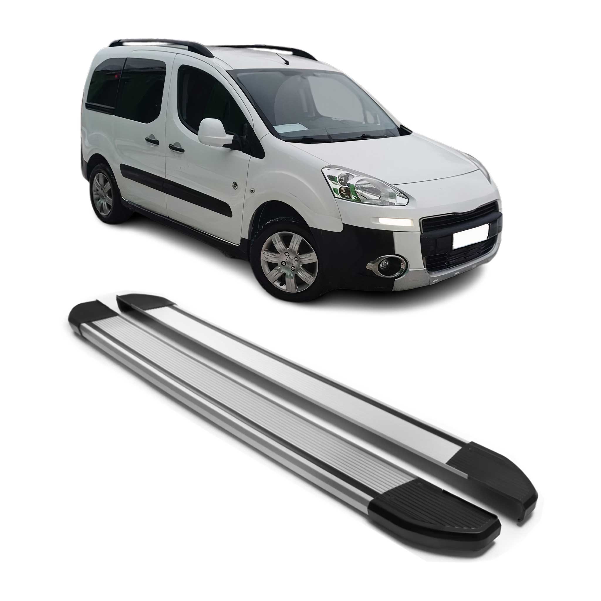 Alu Seitenschweller Trittbretter für Peugeot Partner Tepee 2008-2018 Silber 2tlg