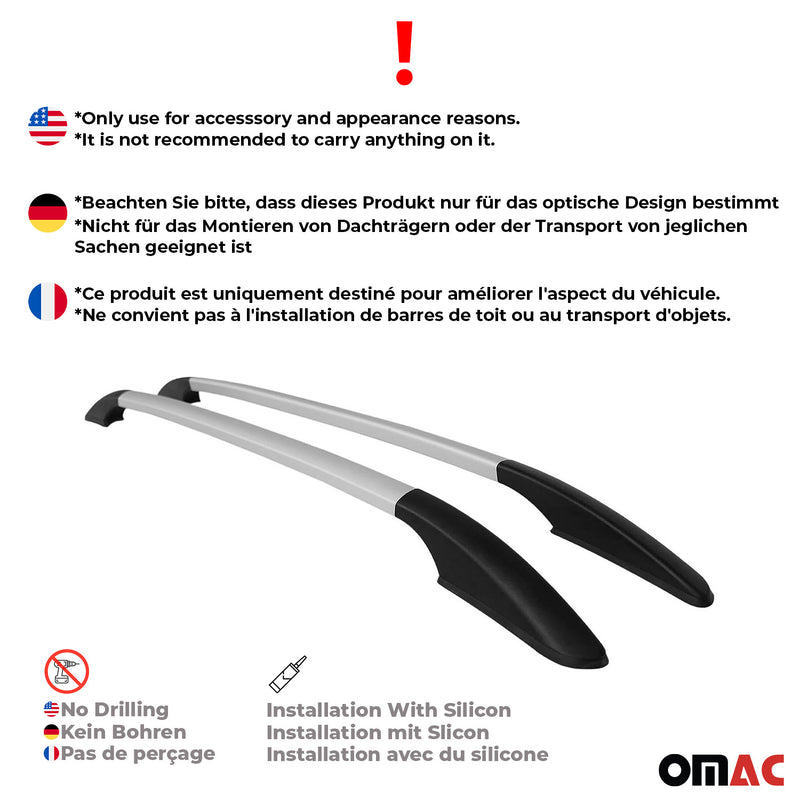 Aluminium Dachreling Relingträger für Audi A3 2003-2012 Sportback Silber 2x