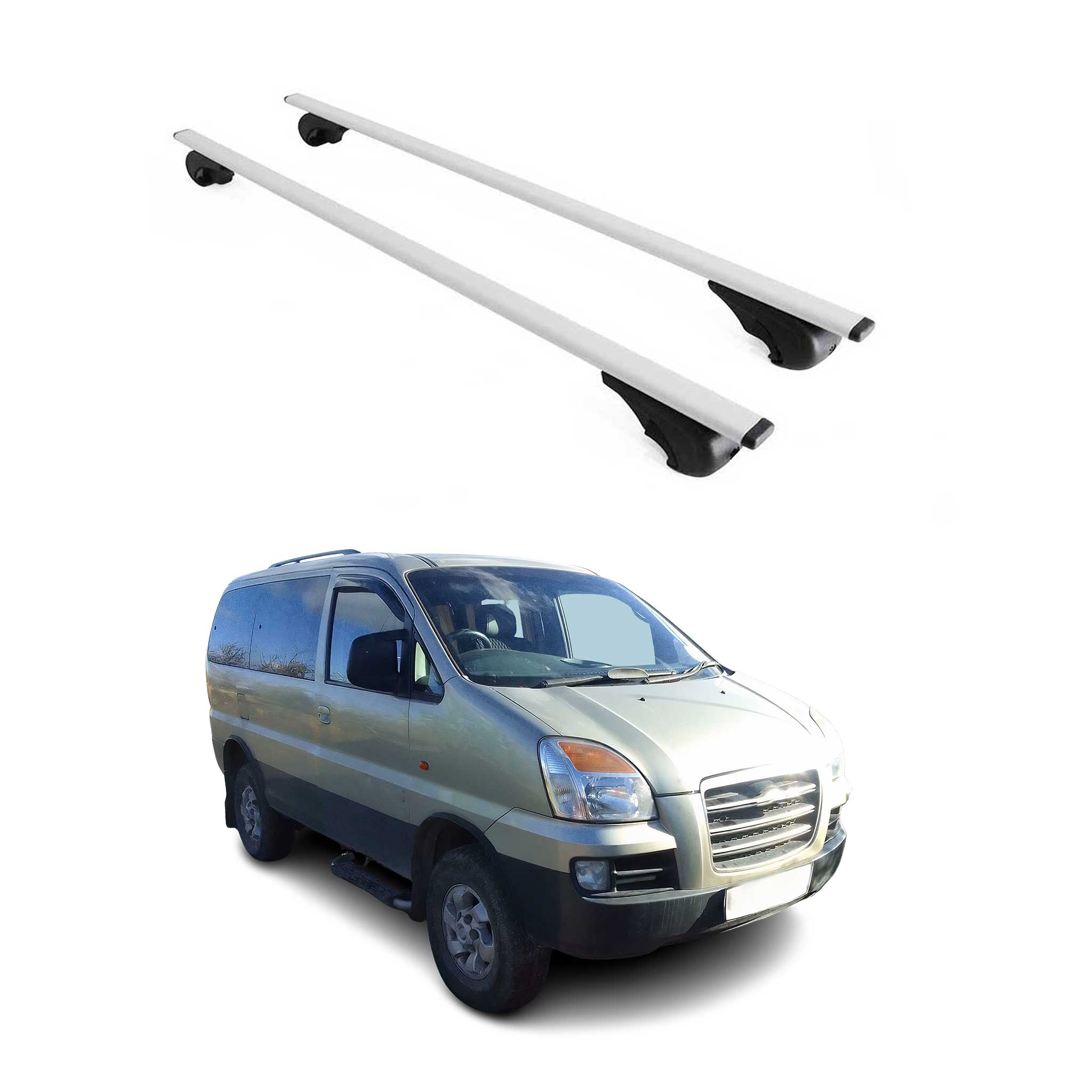 Dachträger Gepäckträger für Hyundai H-1 1997-2007 Grundträger Metall Silber 2tlg
