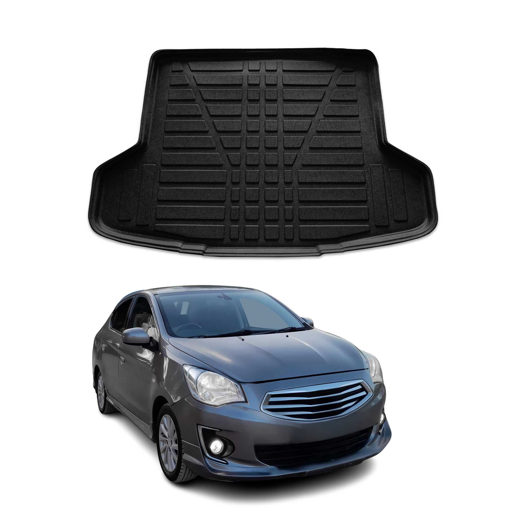 Kofferraumwanne Laderaumwanne für Mitsubishi Mirage 2013-2026 Stufenheck Gummi