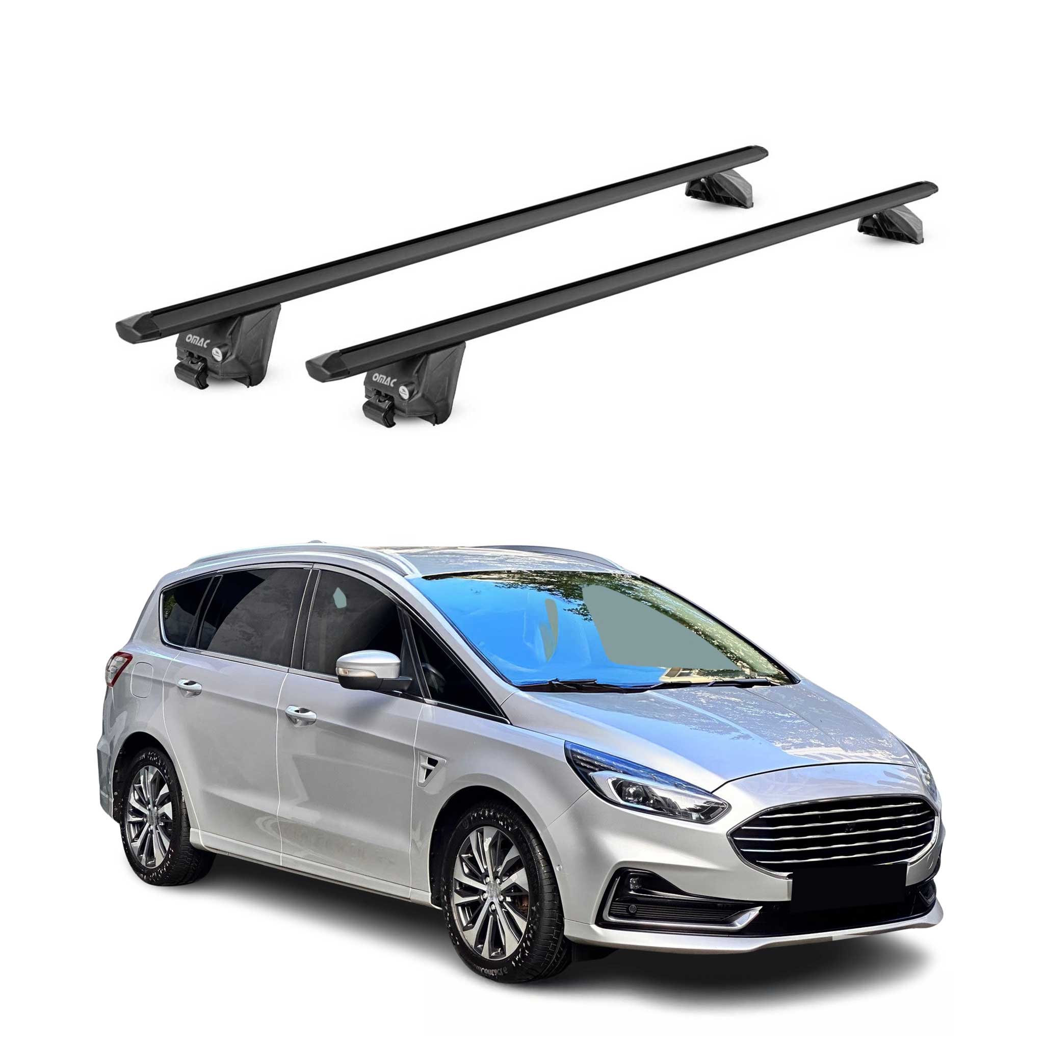 Dachträger Grundtäger für Ford S-Max II 2015-2023 100kg Aluminium Schwarz 2x ABE