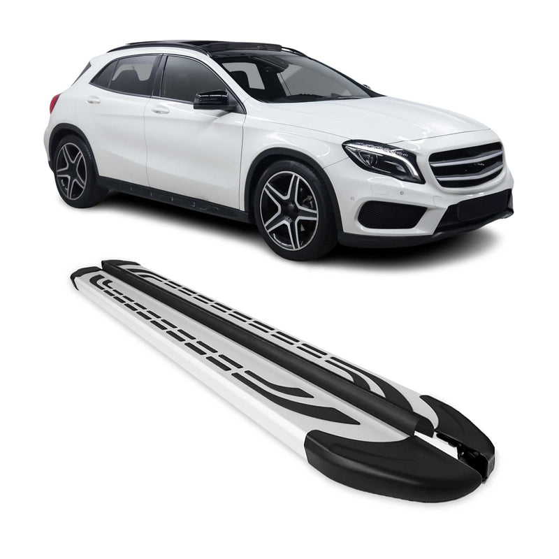 Trittbretter Seitenschweller für Mercedes GLA 2014-2020 Silber Aluminium 2 tlg