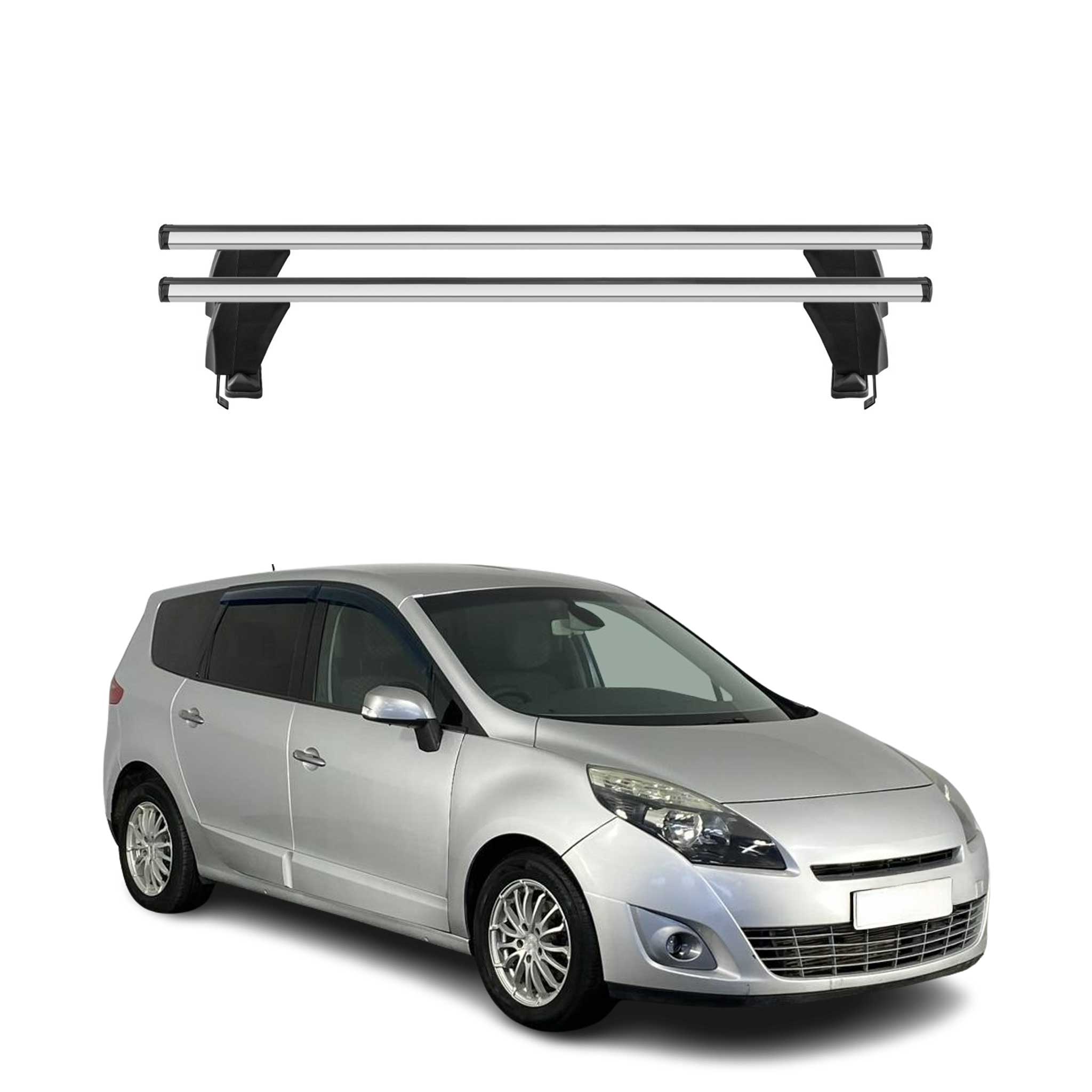 Menabo Dachträger für Renault Grand Scenic mk3 2009-2013 Pre-FL 50kg Alu Grau 2x
