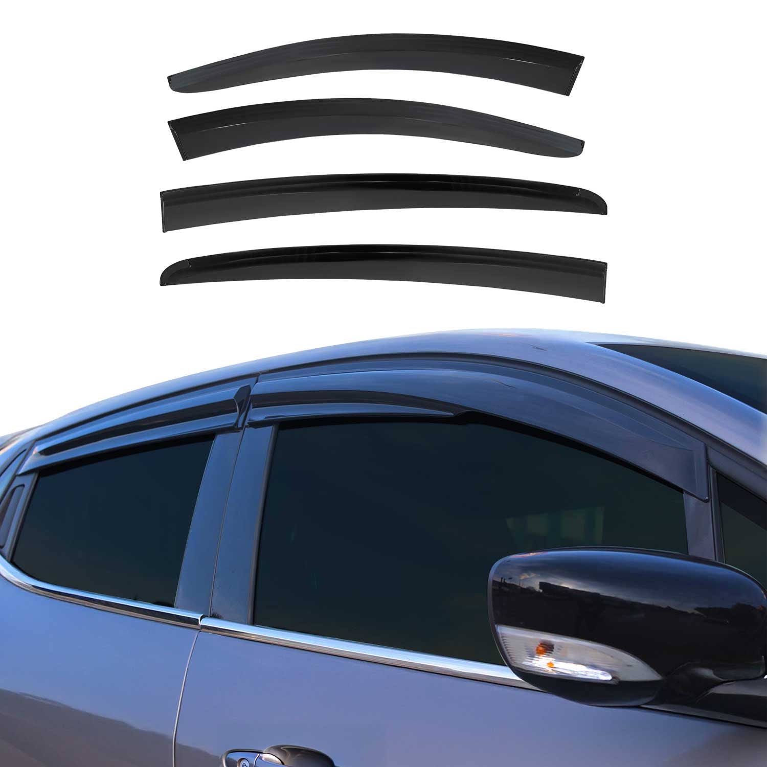 4x Windabweiser Regenabweiser für Ford Focus 2019-2025 Schrägheck Limo Dunkel