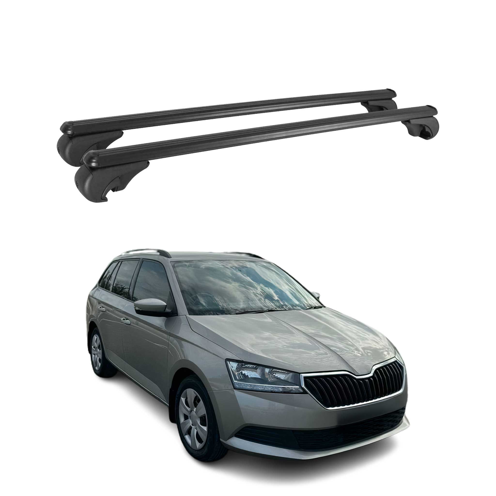 Dachträger Grundtäger für Skoda Fabia mk3 Kombi 2014-2021 75kg Alu Schwarz 2 tlg