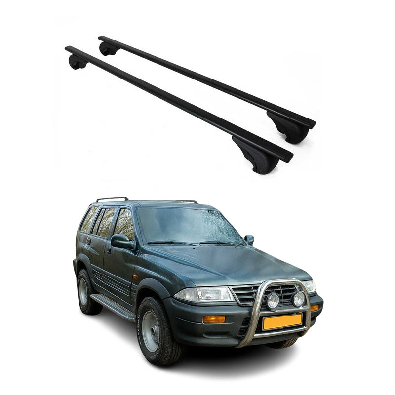 Dachträger Grundtäger für Ssangyong Musso 1993-2005 75kg Metall Schwarz 2 tlg