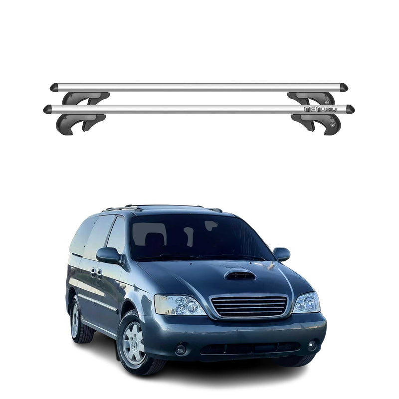 Menabo Dachträger Grundtäger für Kia Carnival 1998-2005 90kg Alu Silber 2 tlg
