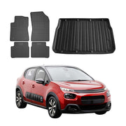 Fußmatten & Kofferraumwanne Set für Citroen C3 5tür 2016-2024 5tür Gummi