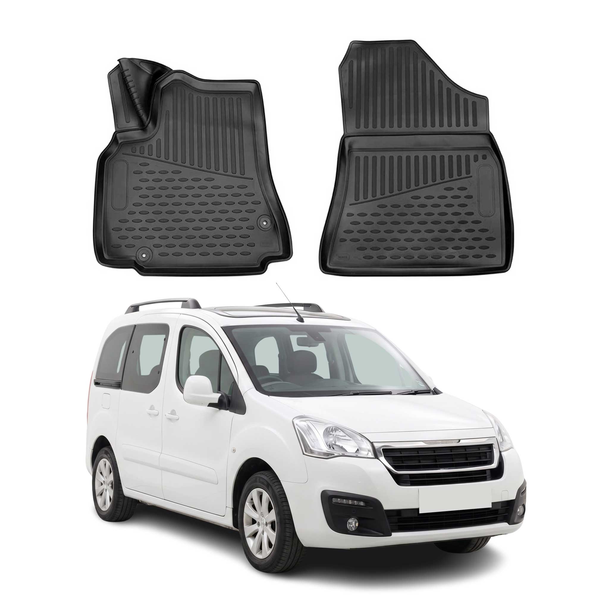 Gummimatten Fußmatten für Peugeot Partner Tepee 2015-2018 Facelift TPE Schwarz