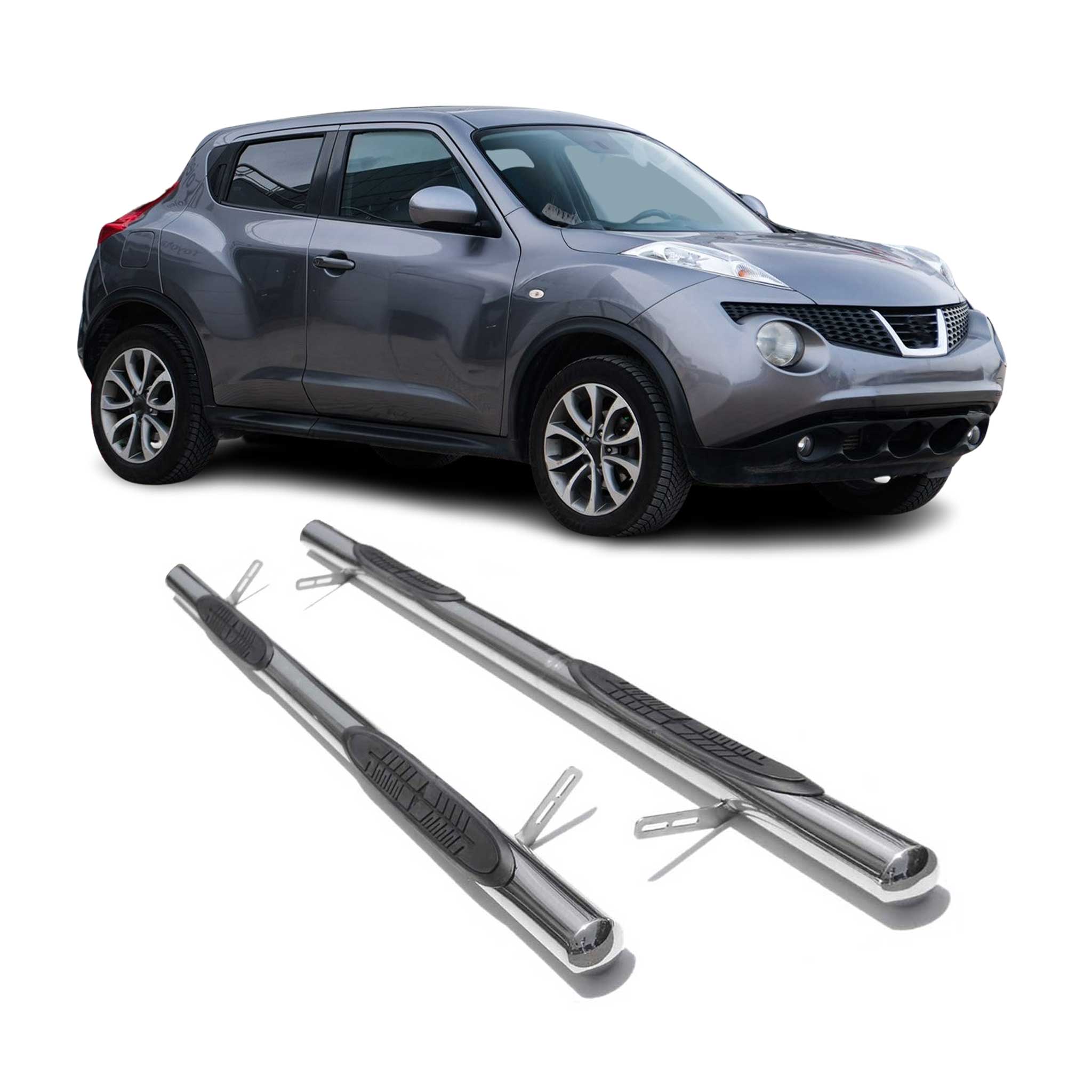 Stahl Trittbretter Schwellerrohre für Nissan Juke F15 2010-2014 Schwarz 2x