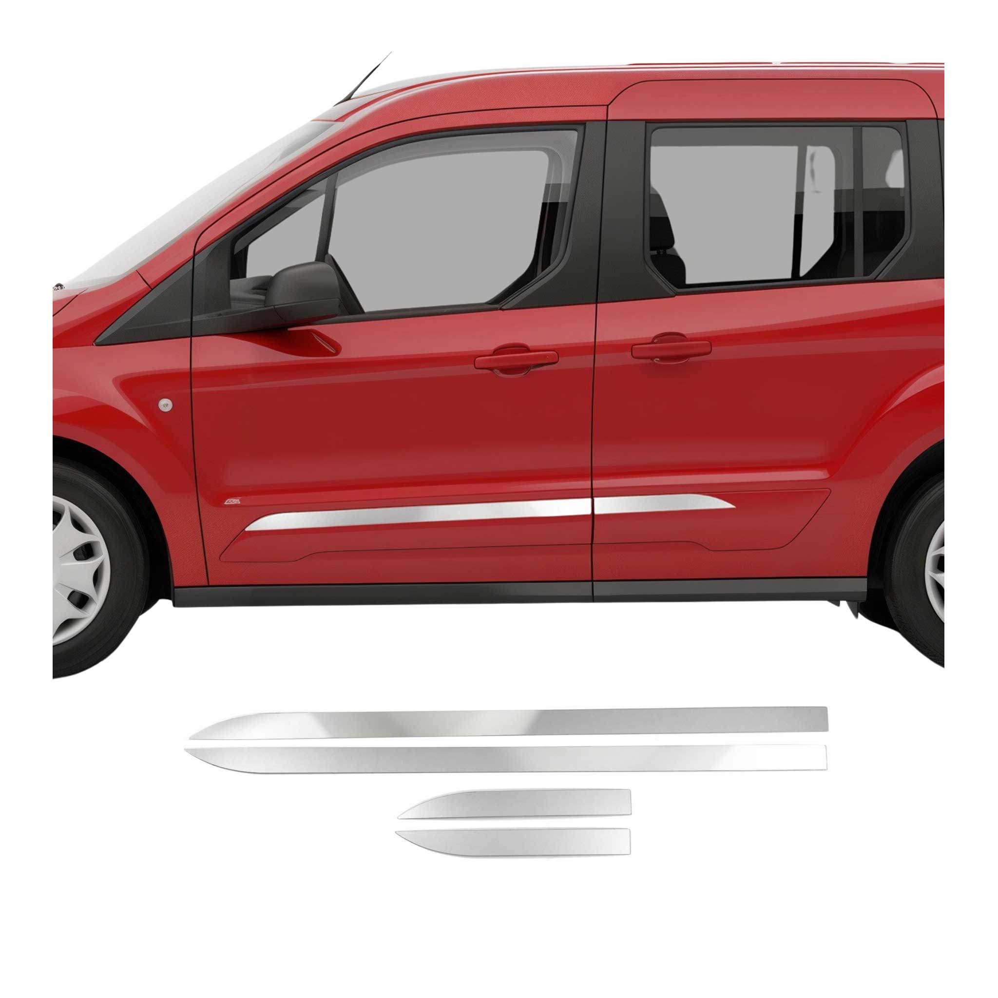 Seitentürleiste Türleisten Türschutzleiste für Ford Connect 2014-2019 Chrom 4x