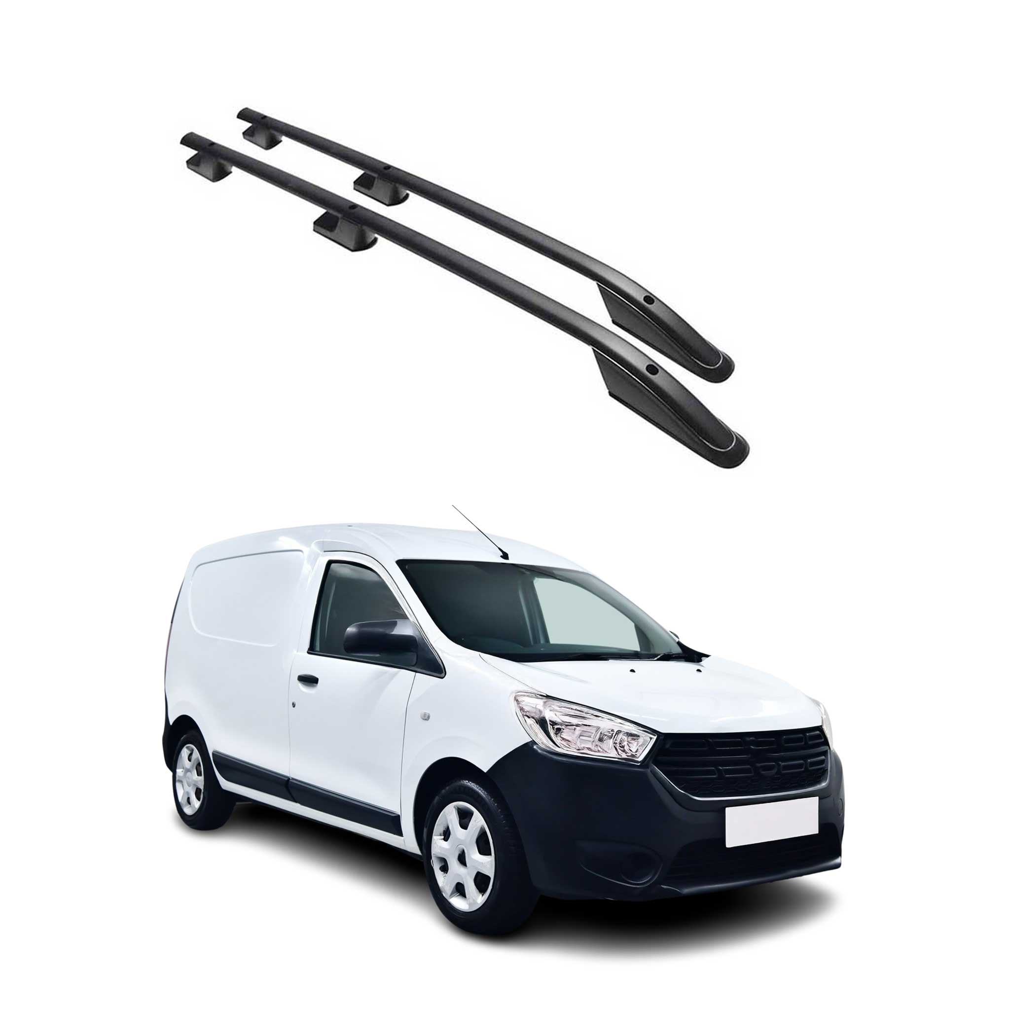 Aluminium Dachreling Querträger für Dacia Dokker 2012-2021 Schwarz 2x