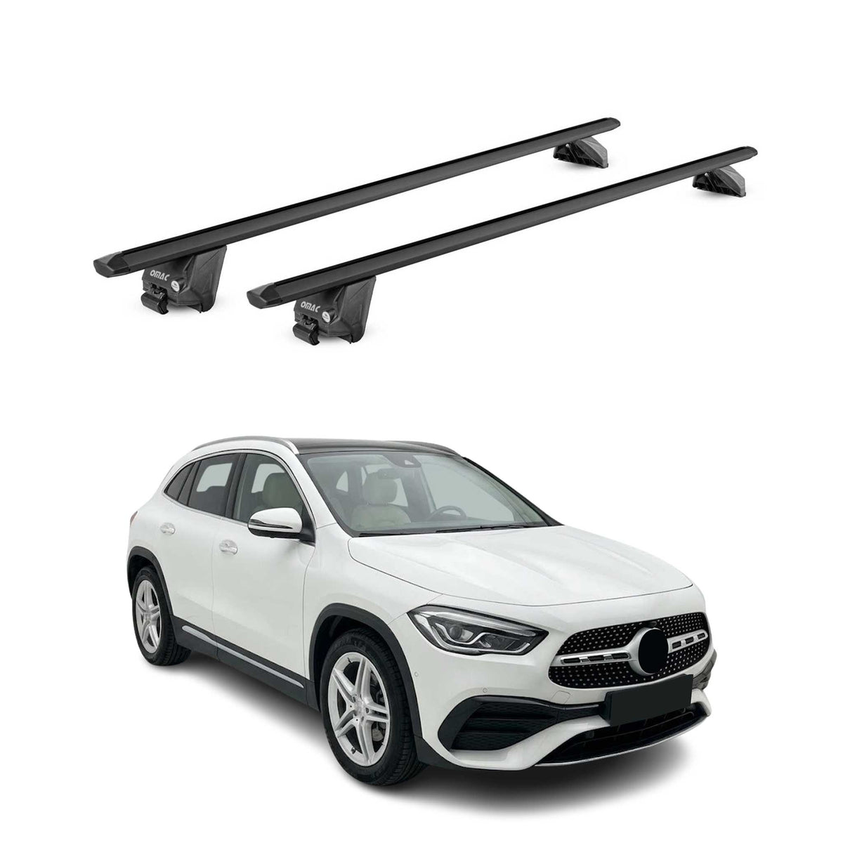 Dachträger für Mercedes GLA H247 2020-2026 100kg Aluminium Schwarz 2 tlg ABE