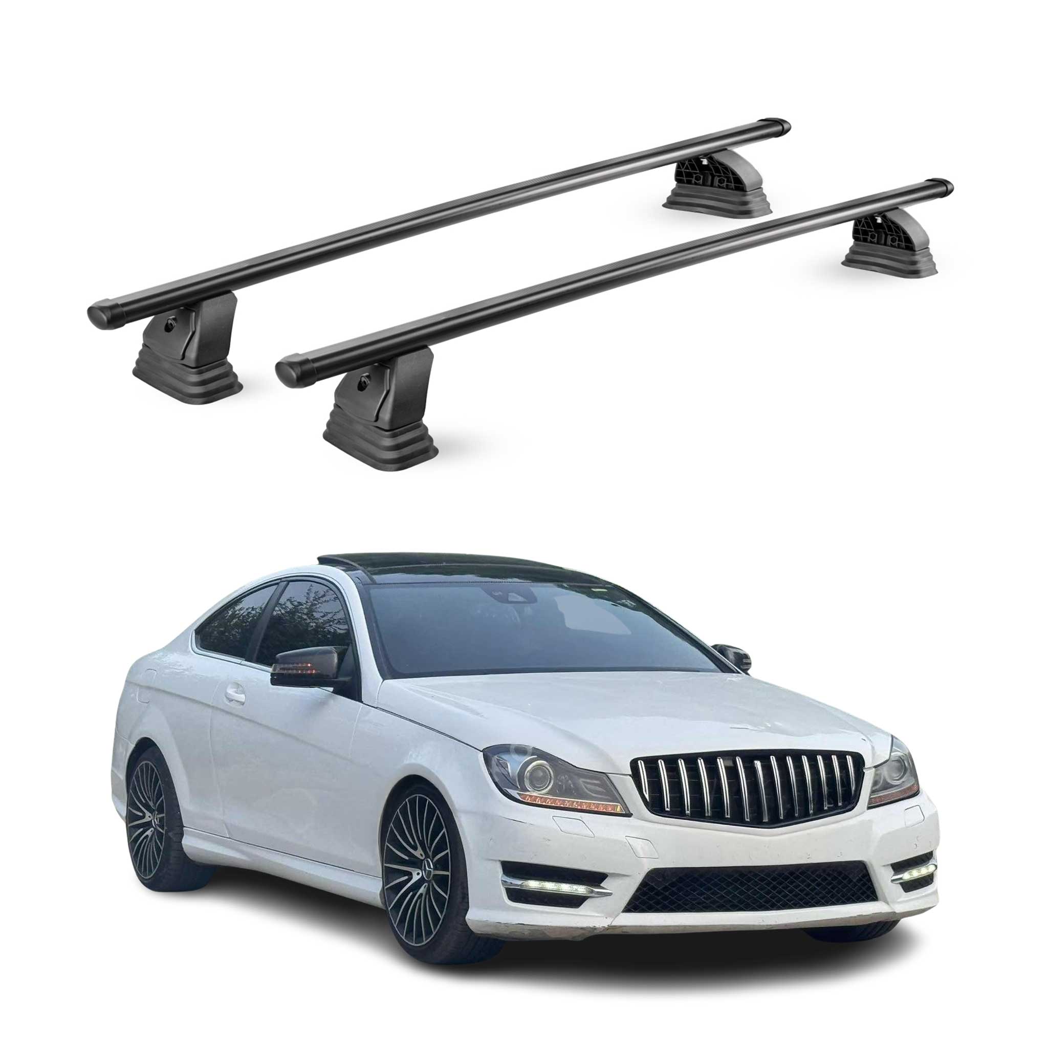Stahl Dachträger für Mercedes C Klasse Coupè C204 2011-2015 TÜV 75 kg 2x Schwarz