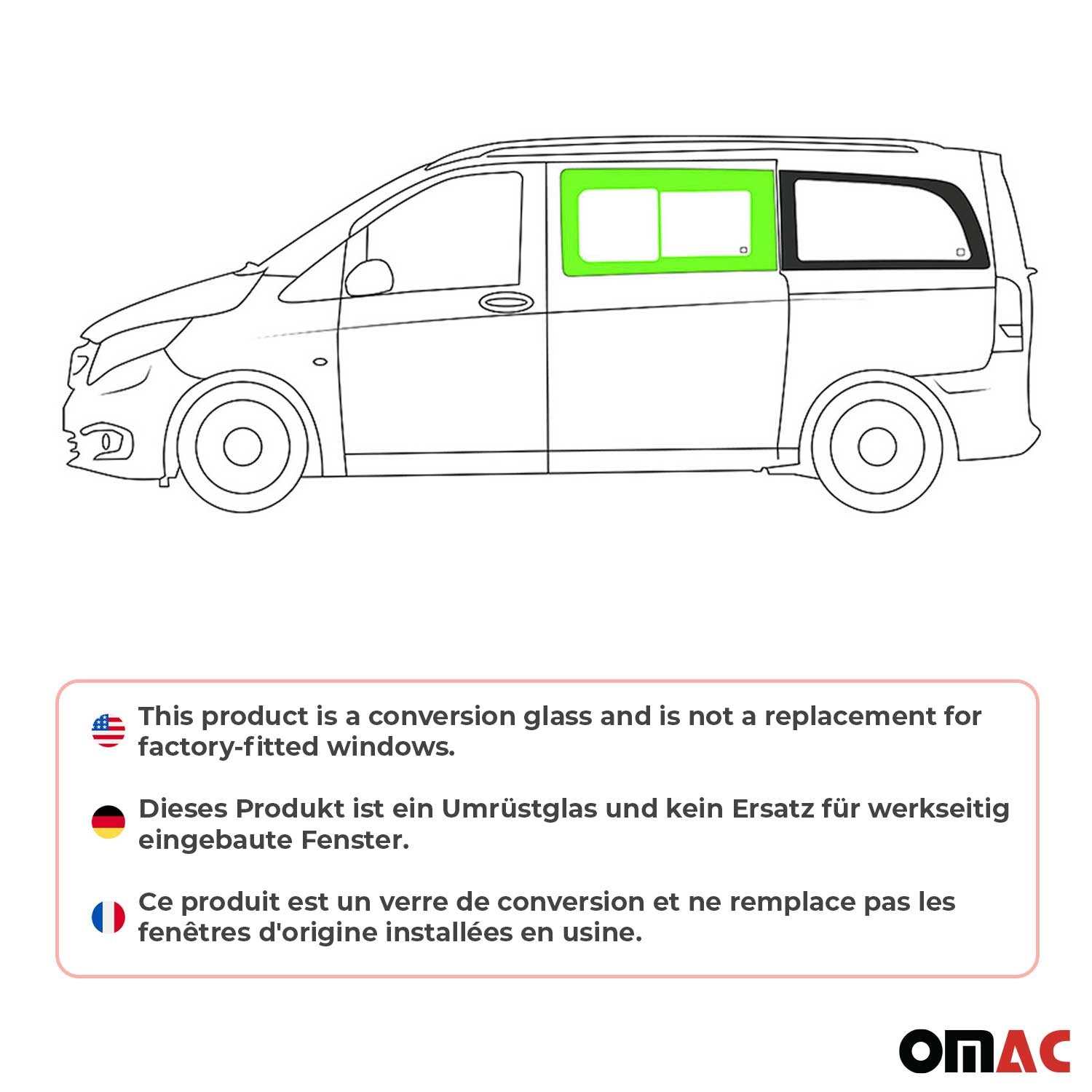 Seitenfenster Schiebefenster für Mercedes Vito W447 2014-2026 Links Auto L2 L3