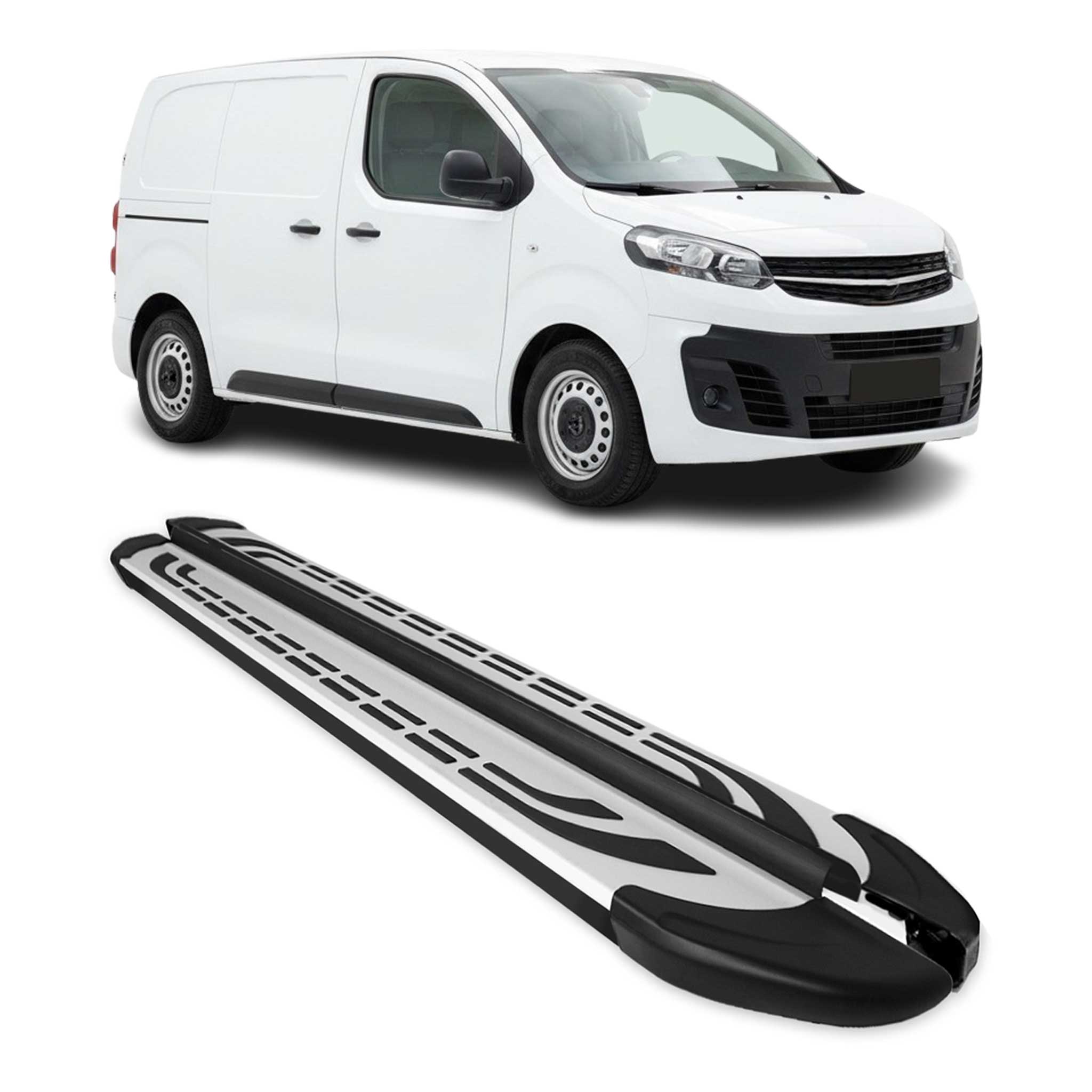 Trittbretter Seitenschweller für Opel Vivaro C 2019-2026 L1 Kurzer Schwarz Alu