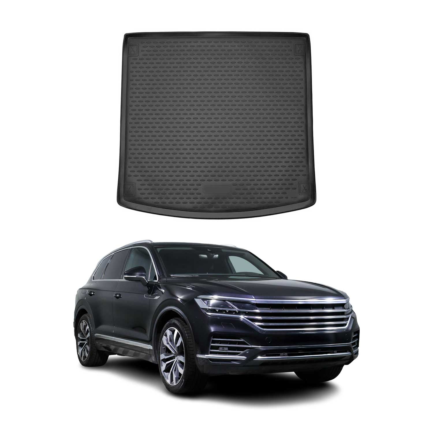 Kofferraummatte Kofferraumwanne für VW Touareg 2018-2024 Gummi TPE Schwarz