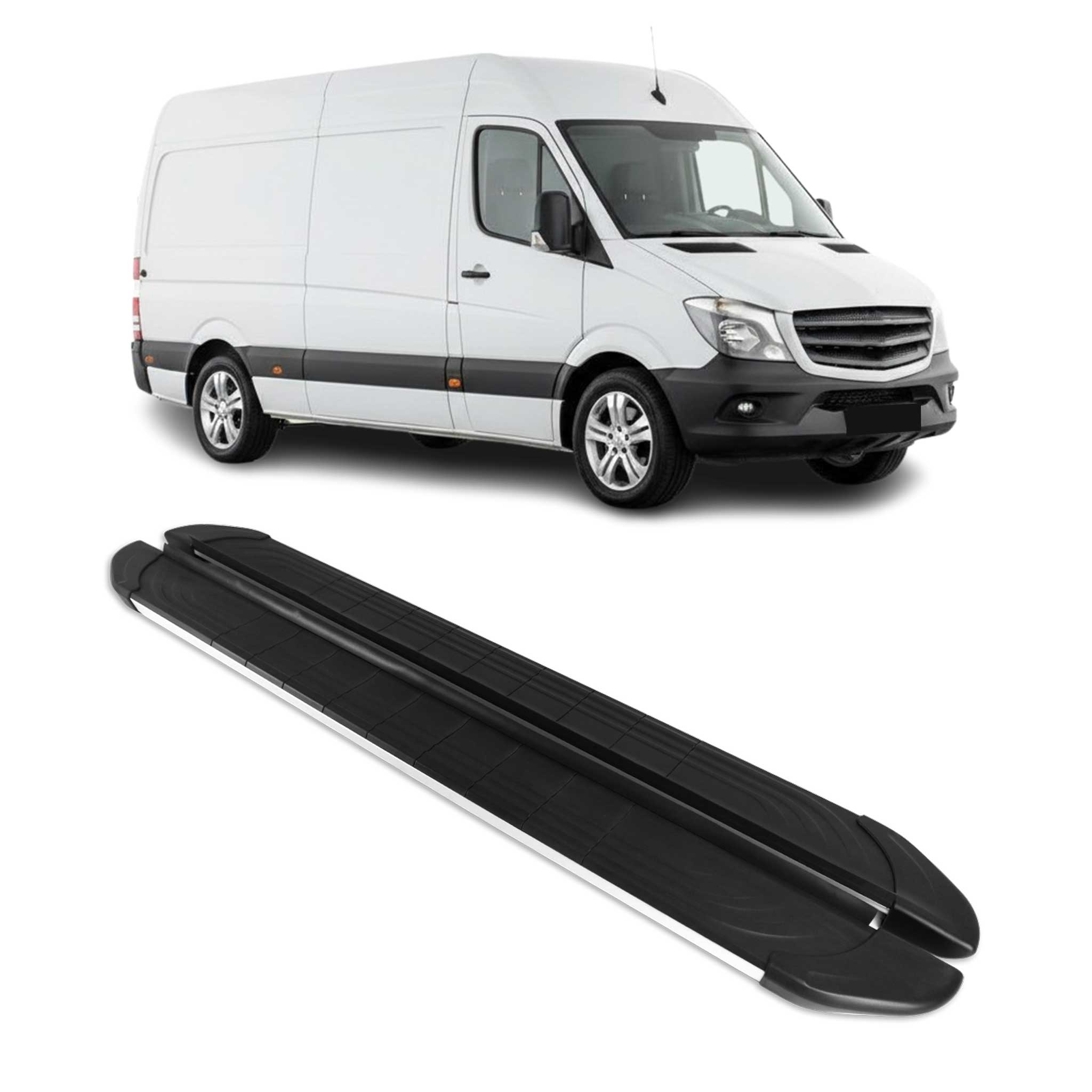 Trittbretter Seitenschweller für Mercedes Sprinter 2006-2018 L3 L4 Alu Schwarz