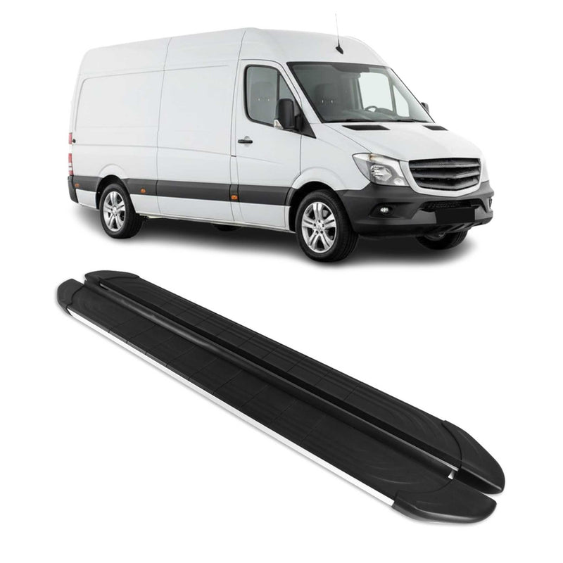 Trittbretter Seitenschweller für Mercedes Sprinter 2006-2018 L3 L4 Alu Schwarz