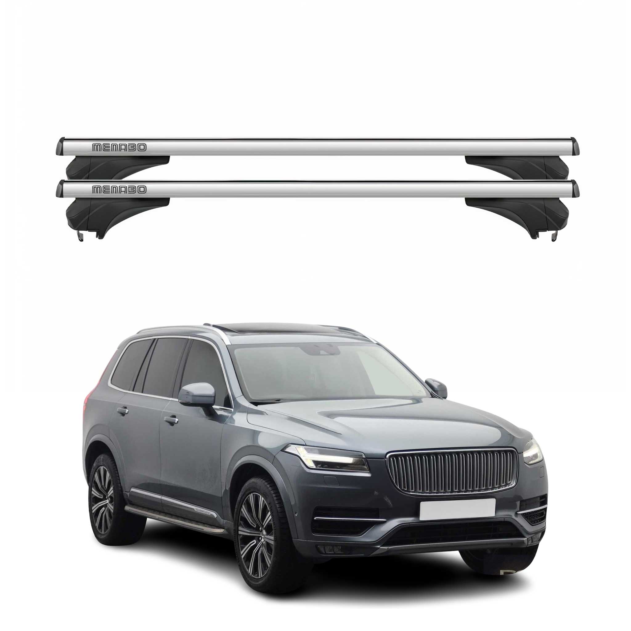 Menabo Dachträger Grundtäger für Volvo XC90 2015-2026 Aluminium Silber 2 tlg