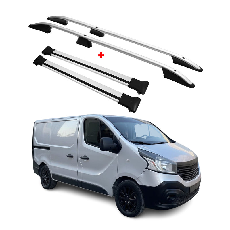 Dachreling + Dachträger für Renault Trafic 2014-2025 Kurzer Radstand Alu Grau 4x