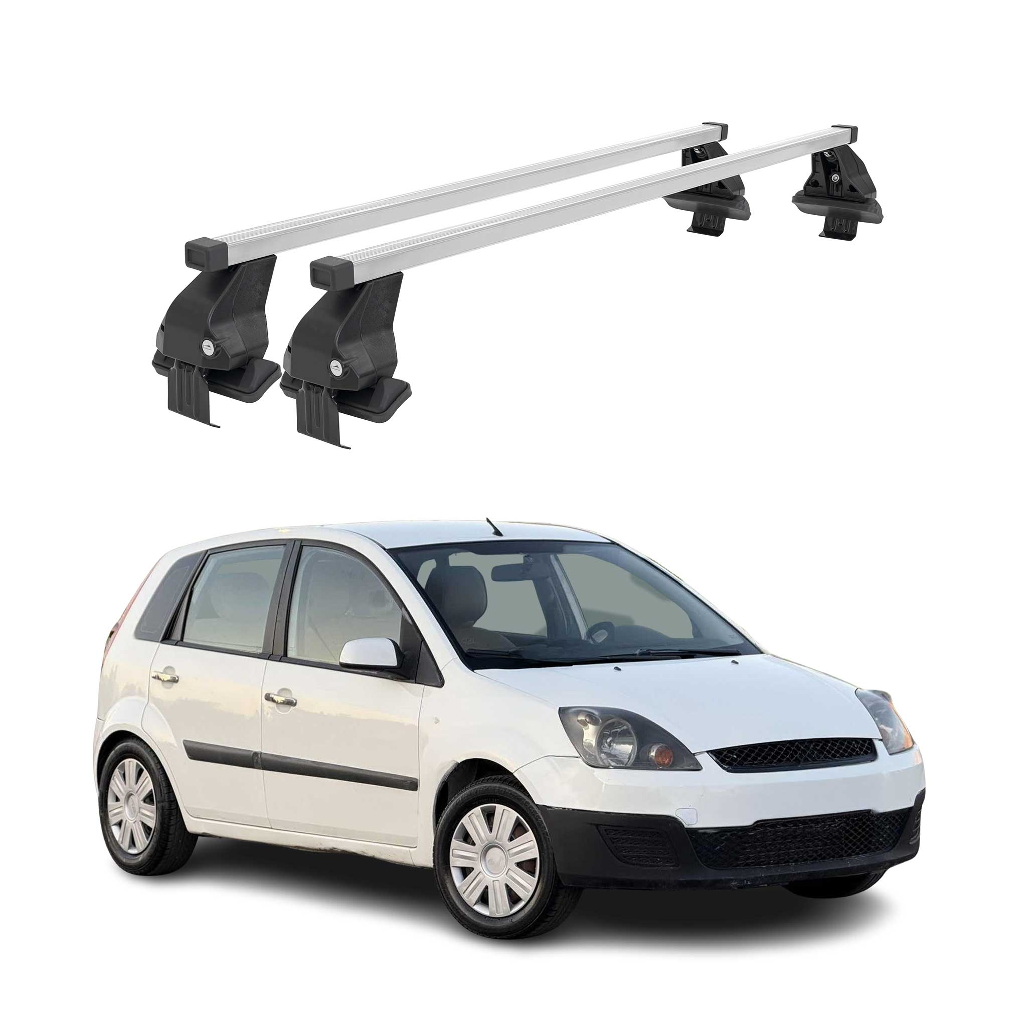 Menabo Dachträger Grundtäger für Ford Fiesta 2002-2008 3tür 50kg Stahl Silber 2x