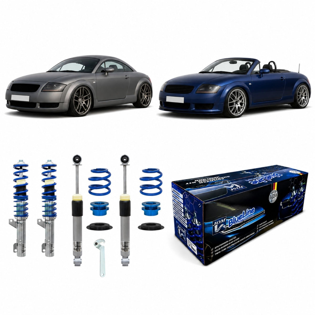 JOM BlueLine Gewindefahrwerk für TT 8N Coupé und Roadster Quattro 1998-2006