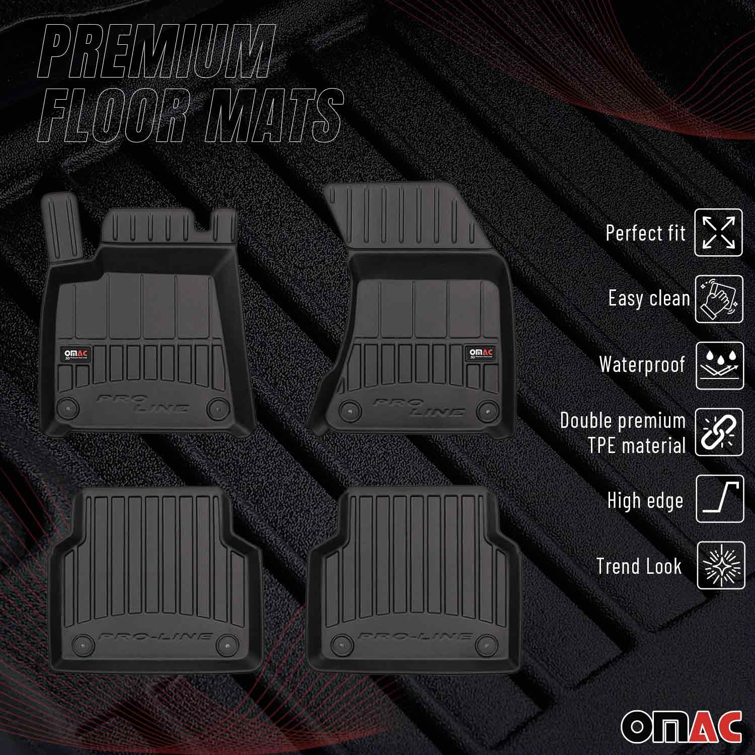 OMAC Gummi Fußmatten für Audi A8 D4 2009-2018 Premium Gummi Schwarz 4tlg