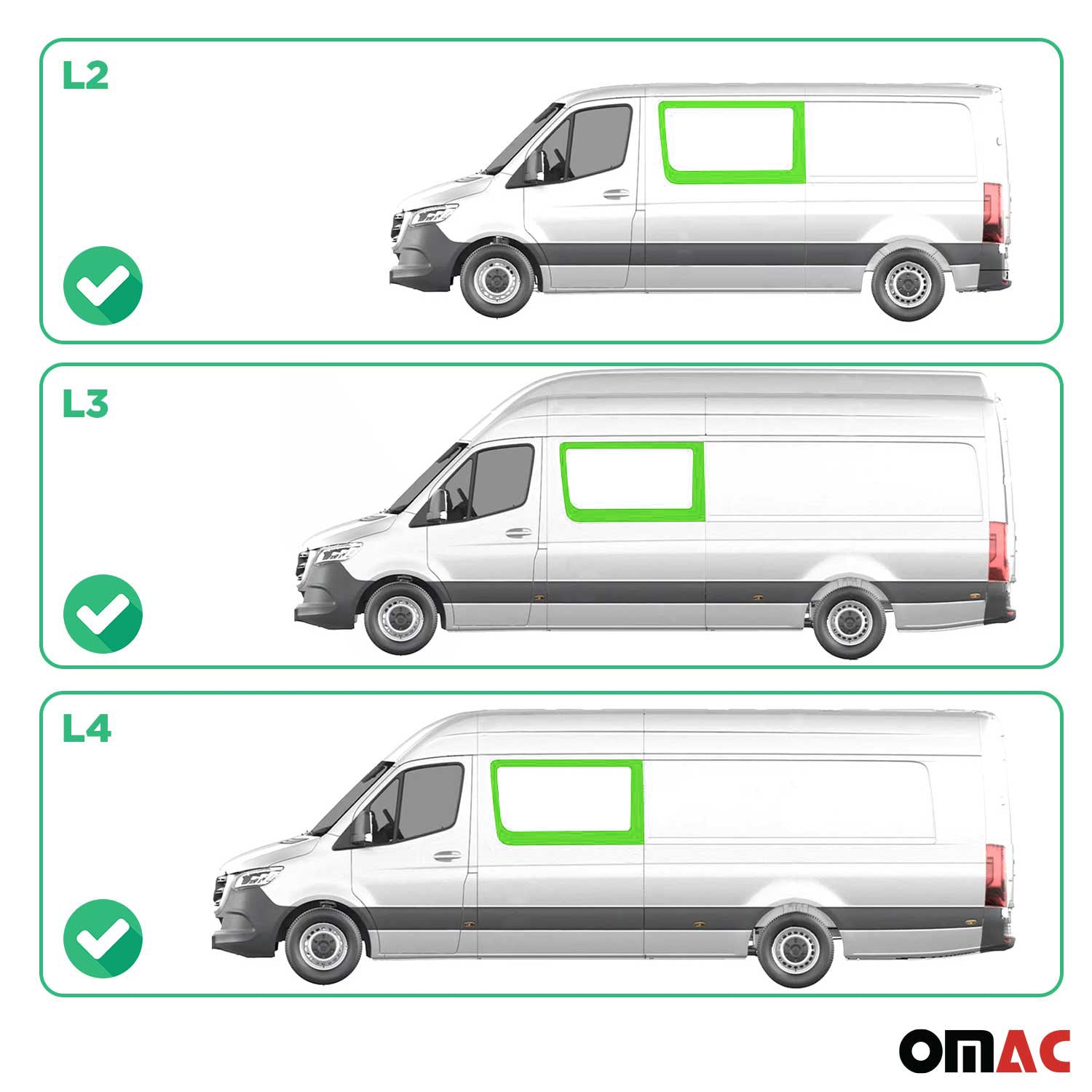 Seitenfenster für Mercedes Sprinter W907 2018-2026 Links Vorne Fenster L2 L3 L4
