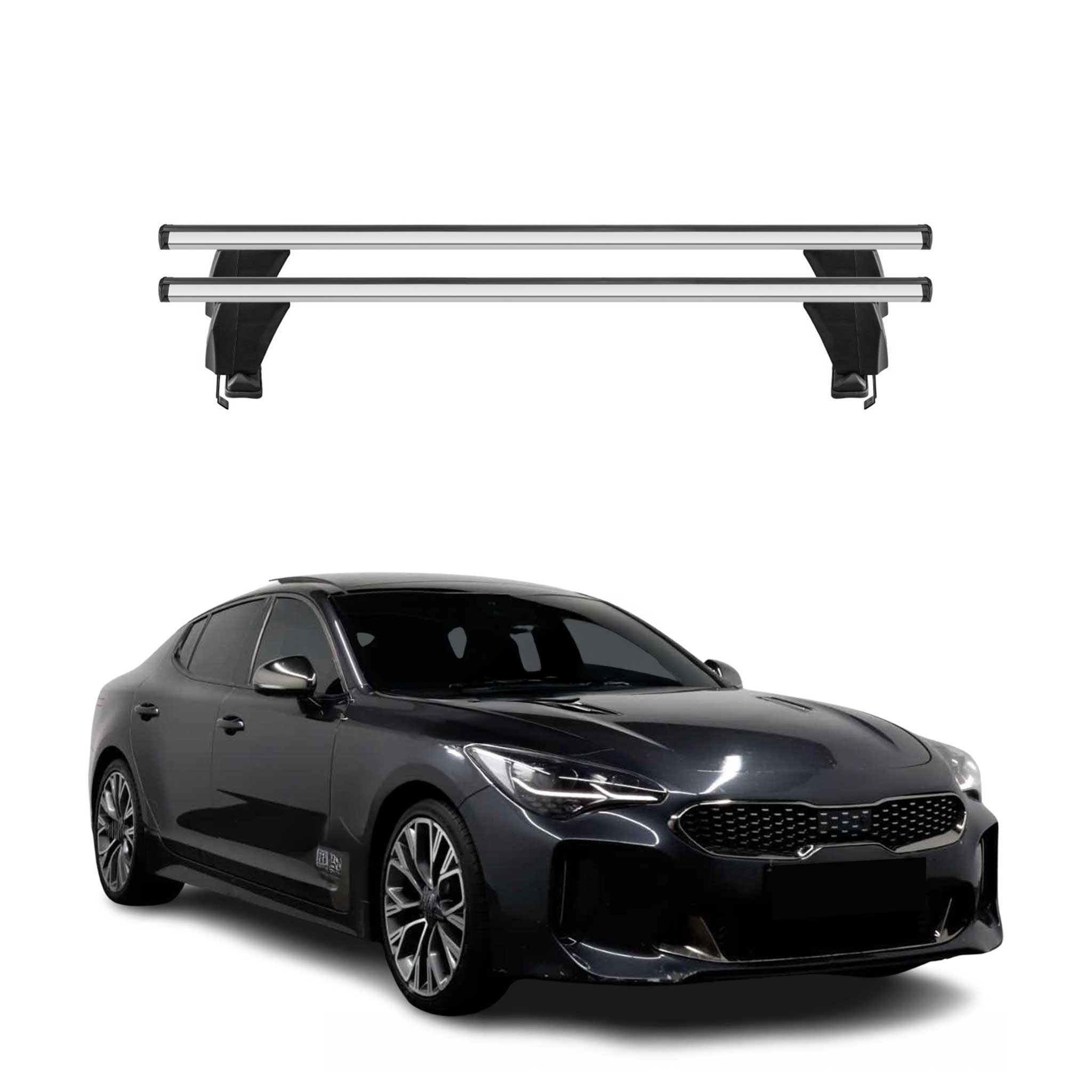 Menabo Dachträger Grundtäger für Kia Stinger 2018-2023 50kg Alu Silber 2 tlg