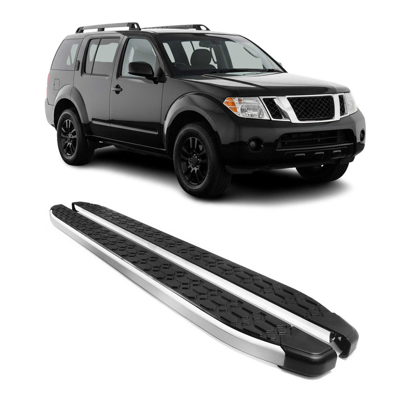 Alu Trittbretter Seitenschweller für Nissan Pathfinder 2005-2012 Schwarz Silber