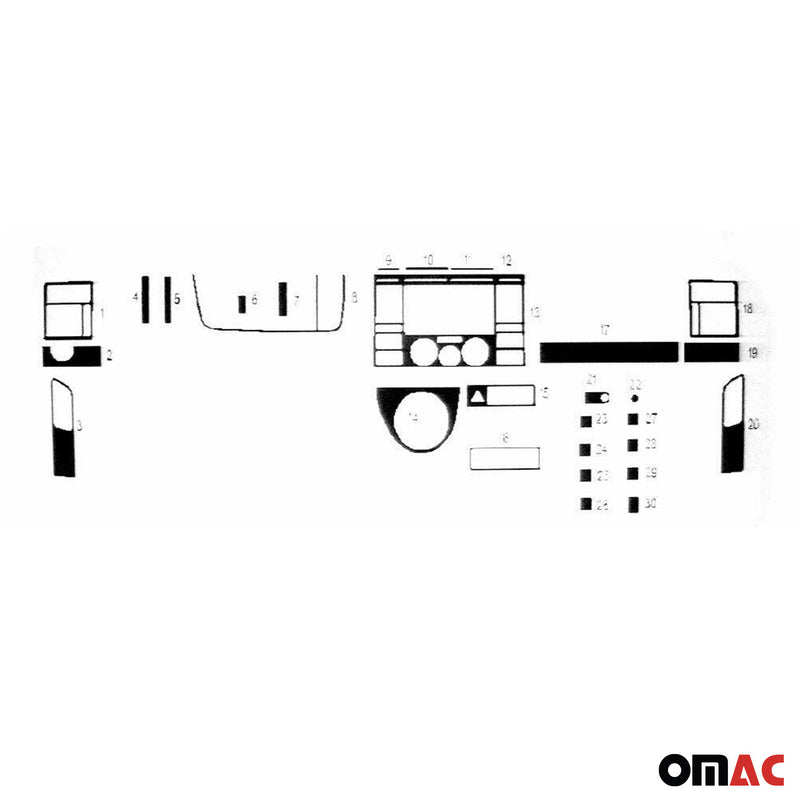 Innenraum Dekor Cockpit für VW Transporter T5 2003-2009 Piano Schwarz Optik 30x