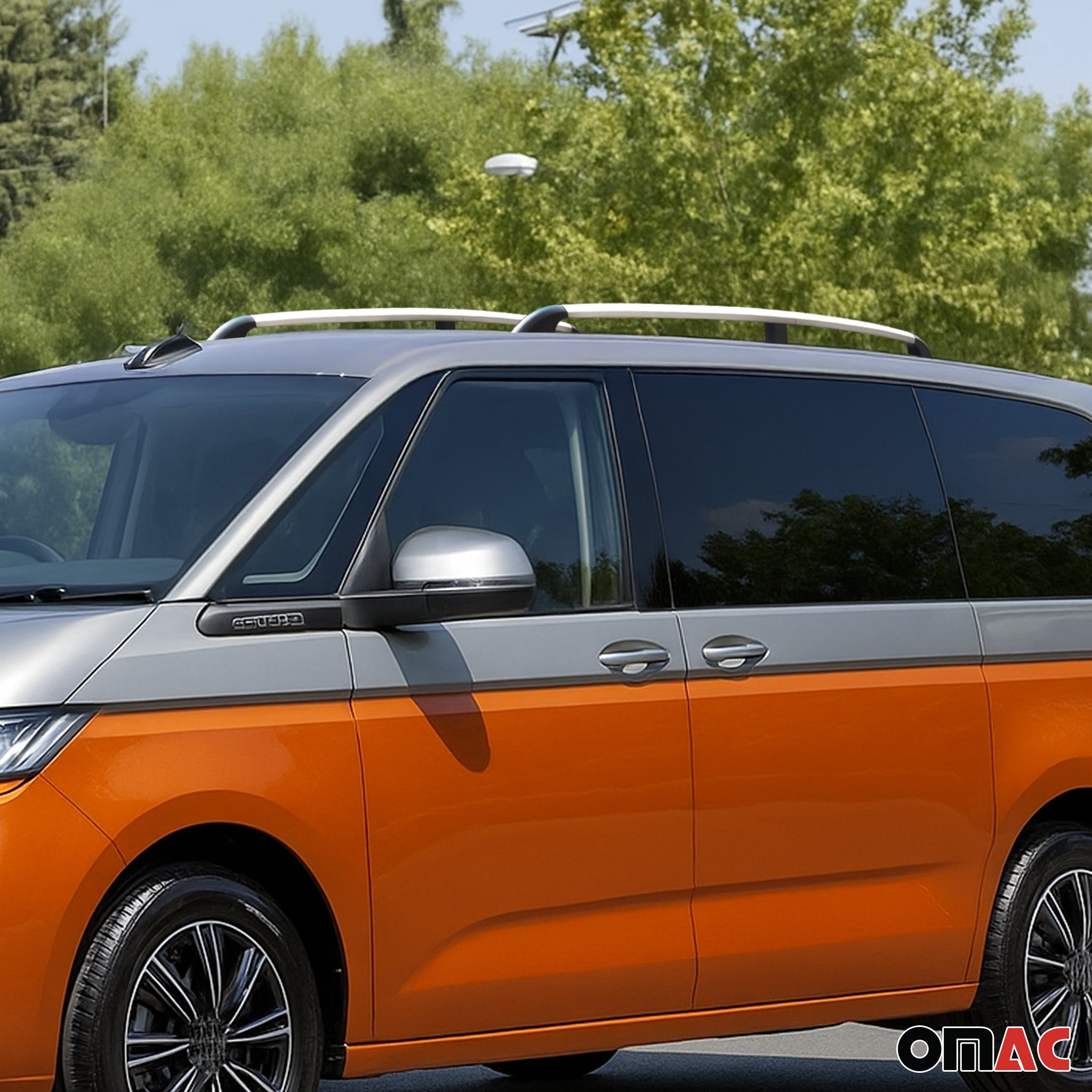 Dachreling für VW Multivan T7 2021-2026 Langer L2 Alu Grau 2 tlg