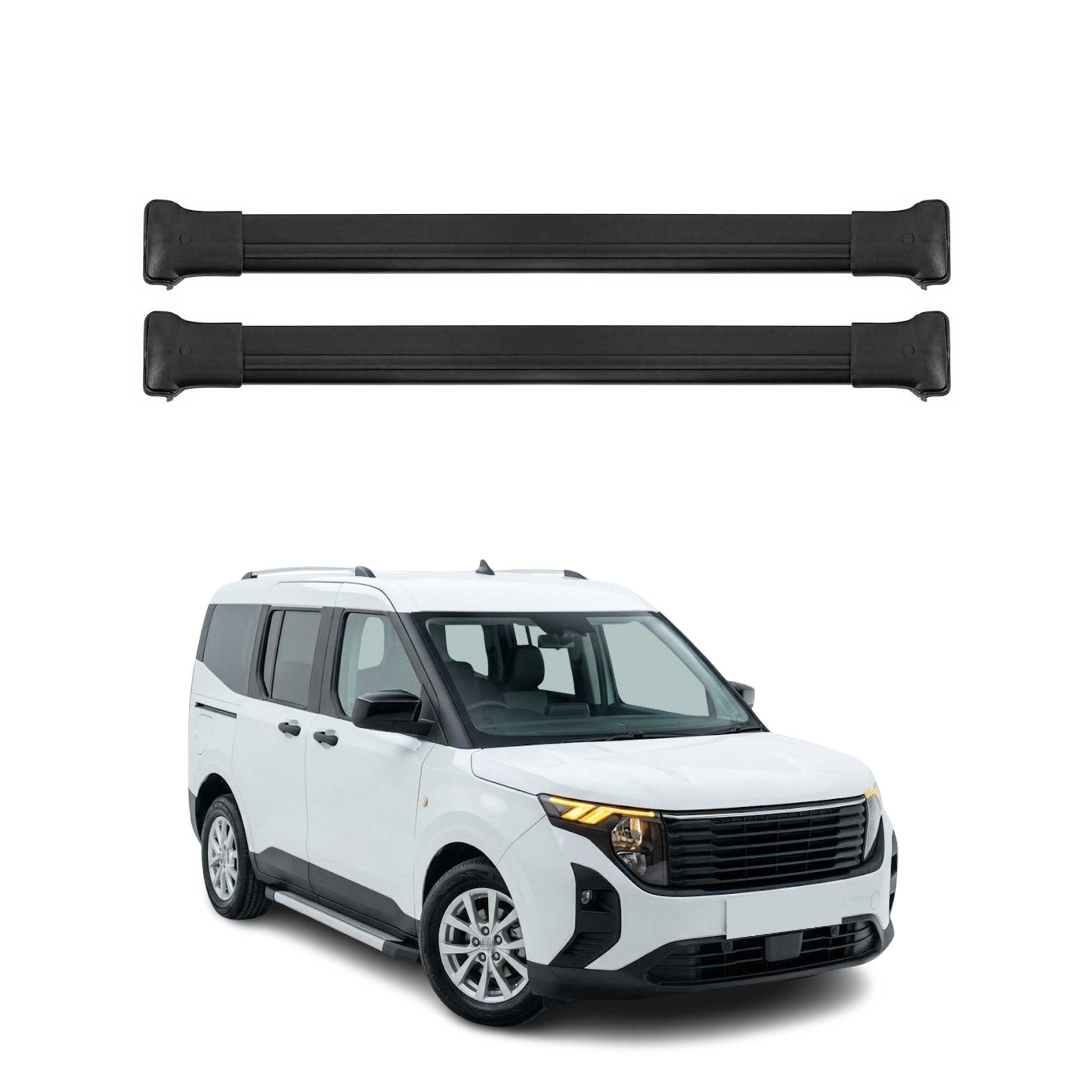 Dachträger Grundträger für Ford Tourneo Courier II 2023-26 Aluminium Schwarz 2x