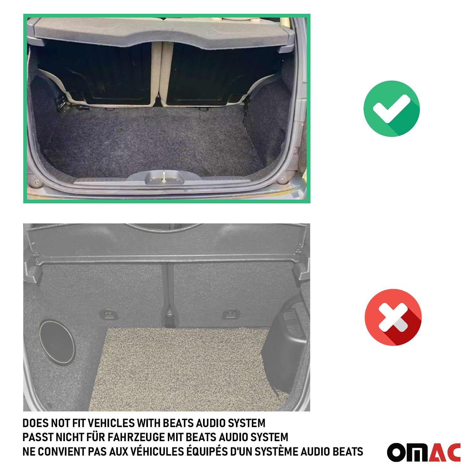 OMAC Gummi Kofferraumwanne für Fiat 500 / 500C 2007-24 TPE Laderaumwanne Schwarz