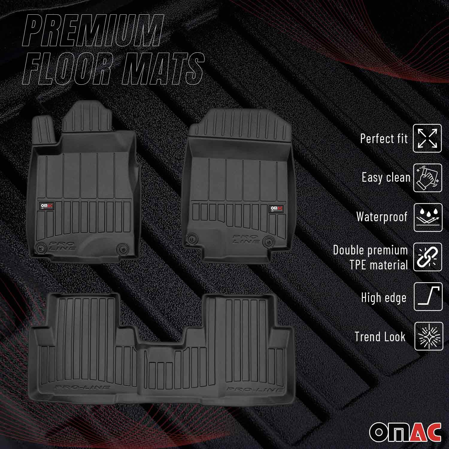 OMAC Gummi Fußmatten für Honda CR-V 2012-2018 Premium TPE Automatten Schwarz 3x