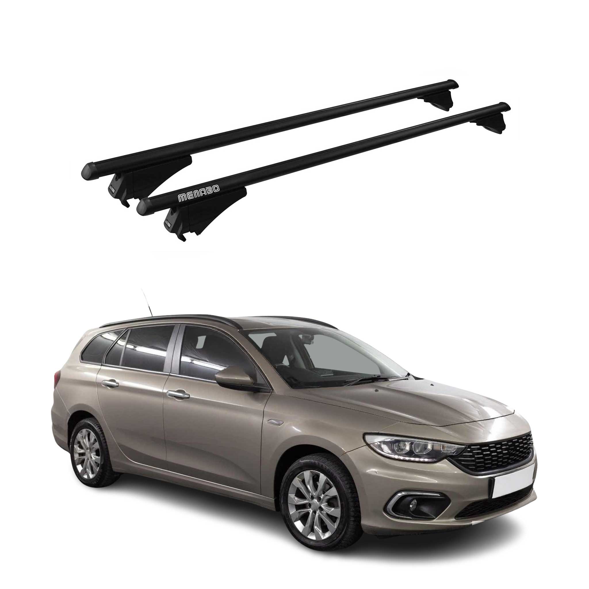 Menabo Grundträger Dachträger für Fiat Tipo Kombi 2015-2026 ABE Alu Schwarz 2x