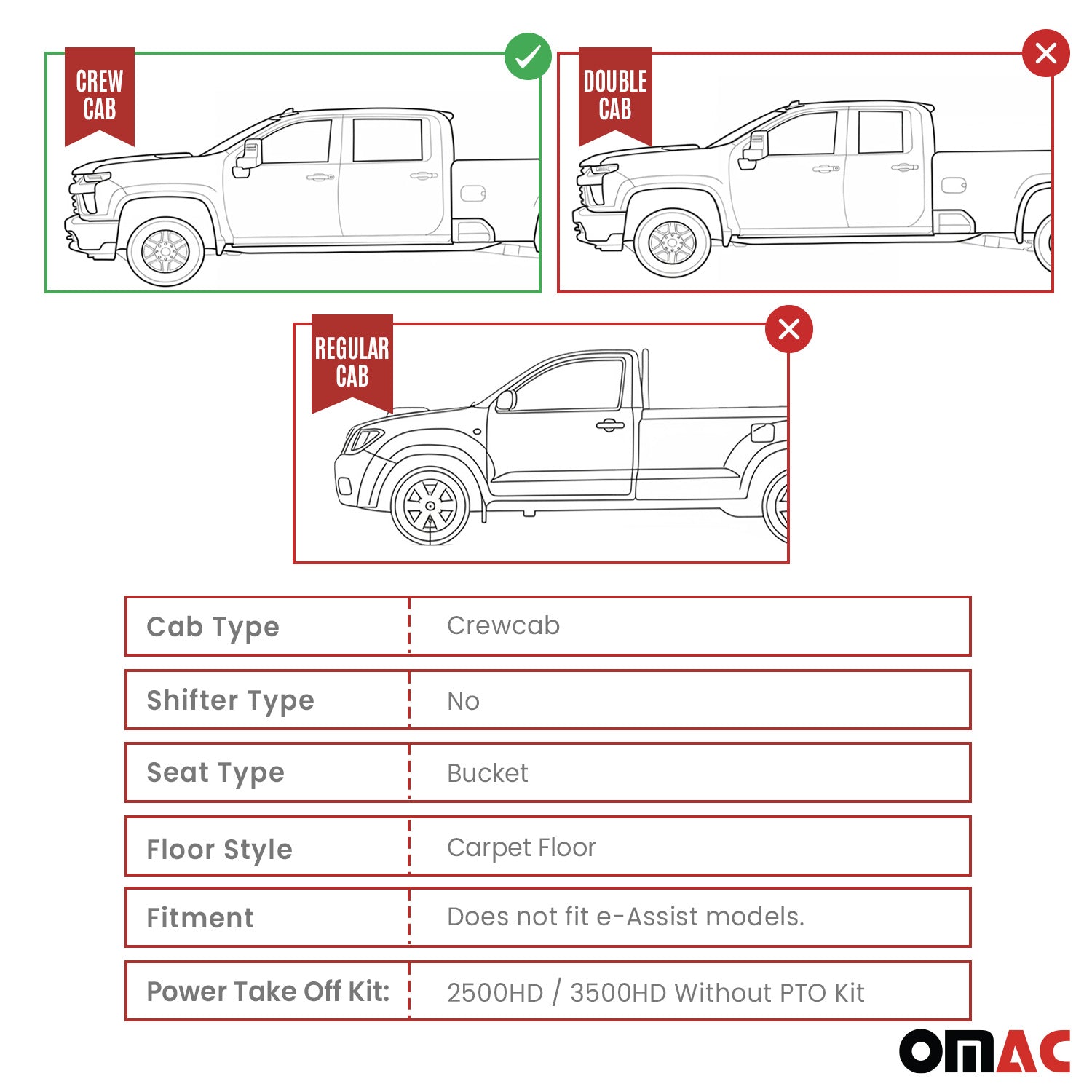 OMAC Gummimatten Fußmatten für Chevrolet Silverado Crew Cab 2014-2019 TPE