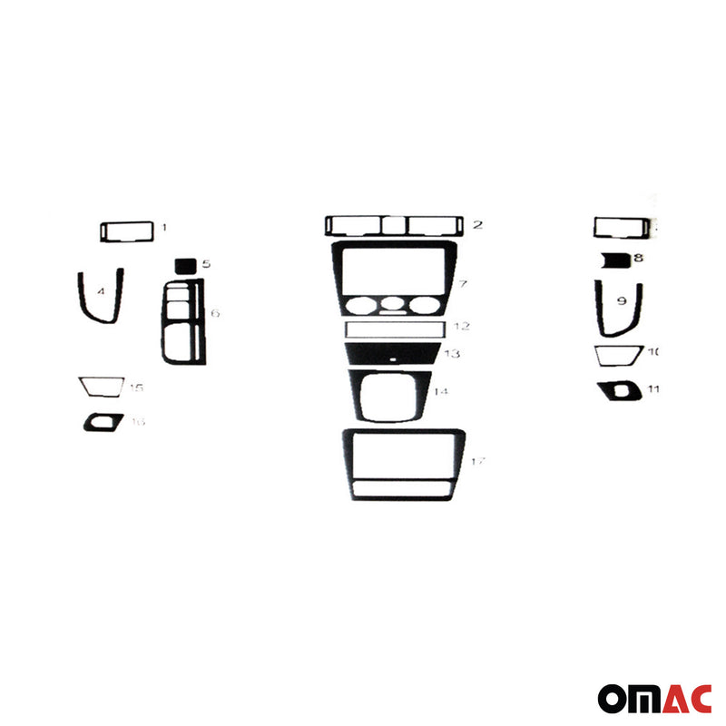 Innenraum Dekor Cockpit für Skoda Octavia 1996-2010 Carbon Optik 17tlg