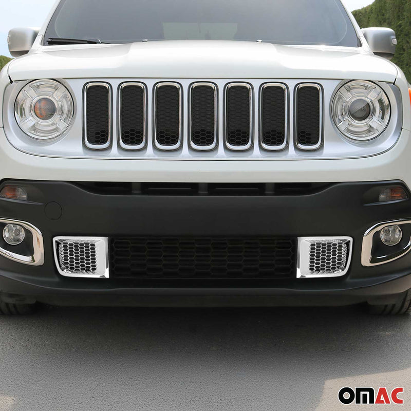 Kühlergrill Leisten Grillleisten für Jeep Renegade 2014-2024 Chrom ABS Silber 2x